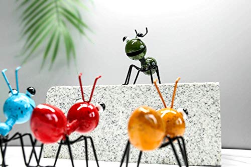YiYa Hormiga de metal un grupo de 4 insectos lindos coloridos para colgar arte de la pared decoración de césped de jardín esculturas de pared de interior al aire libre