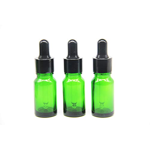 Yizhao Verde Frasco Cuentagotas Cristal 10ml, Botellas Cuentagotas con [Pipeta Cuentagotas Cristal], para Aceite Esencial, Masaje,Fragancia, Aromaterapia, Laboratorio, E-Líquidos - 12Pcs