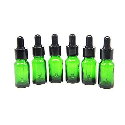 Yizhao Verde Frasco Cuentagotas Cristal 10ml, Botellas Cuentagotas con [Pipeta Cuentagotas Cristal], para Aceite Esencial, Masaje,Fragancia, Aromaterapia, Laboratorio, E-Líquidos - 12Pcs