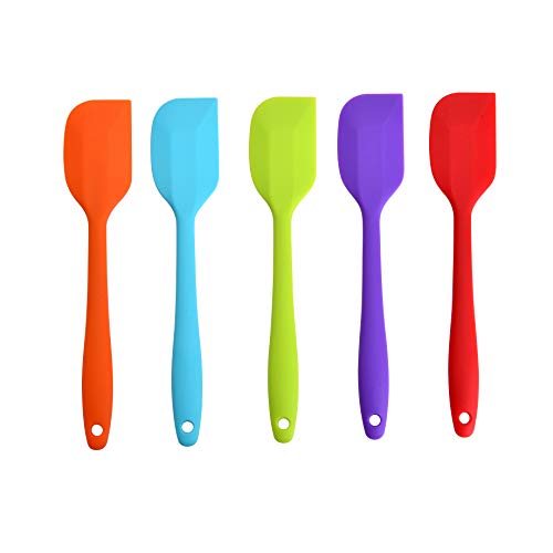 Yizhet 5 Piezas Espátulas de Silicona Resistente al calorde Coloridos para Hornear y espátulas Espátulas Antiadherente Flexibles Caucho Alma de Acero Buenas Herramientas de Cocina (21 * 4cm)