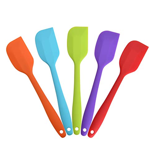 Yizhet 5 Piezas Espátulas de Silicona Resistente al calorde Coloridos para Hornear y espátulas Espátulas Antiadherente Flexibles Caucho Alma de Acero Buenas Herramientas de Cocina (21 * 4cm)