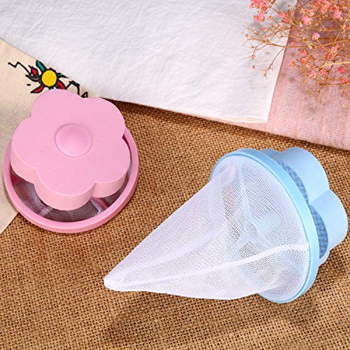 Yizhet 6 pcs Bolsa de Malla de Filtro de Lavadora de Bolsa de Filtro de lavandería Flotante, removedor de Cabello Reutilizable,Bola de Lavado Bolsa Lavadora(Azul & Rosa) (#2)