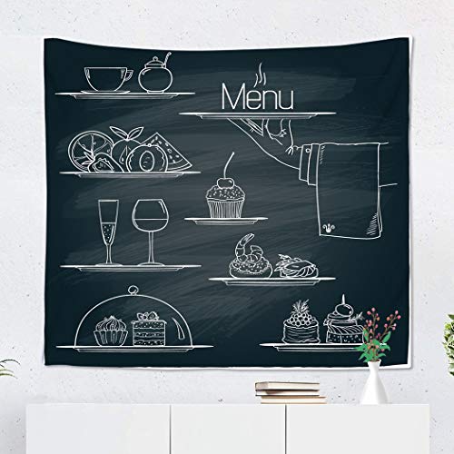 Y·JIANG - Tapiz de boceto, bandeja de tiza para banquetes de comida para el hogar, dormitorio grande, manta para colgar en la pared de 203 x 152 cm