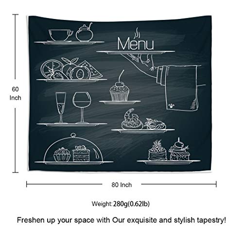 Y·JIANG - Tapiz de boceto, bandeja de tiza para banquetes de comida para el hogar, dormitorio grande, manta para colgar en la pared de 203 x 152 cm