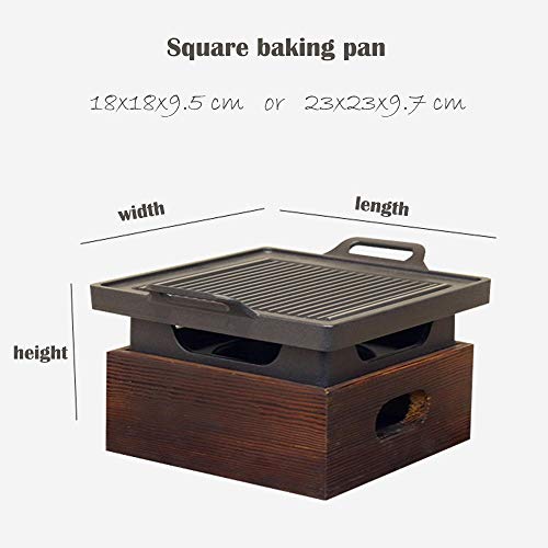 YLCJ Parrilla Barbacoa PortáTil, Estufa Alcohol Madera DoméStica JaponéS-Coreana, BBQ Parrilla,Utilizada para Mesa De Comedor Interior, Camping, Parrilla De JardíN Al Aire Libre-23 * 23 * 9.7 cm