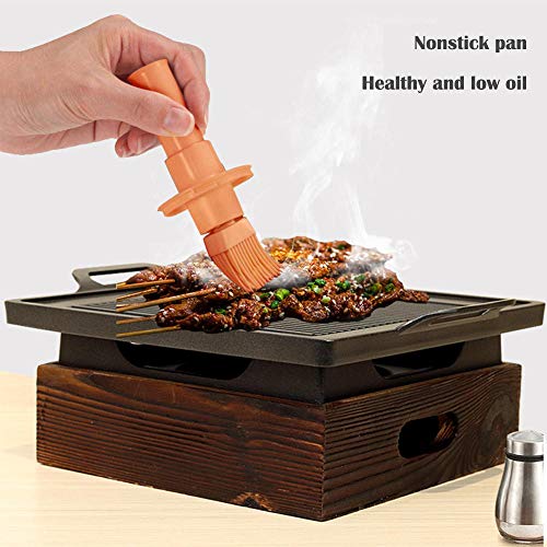YLCJ Parrilla Barbacoa PortáTil, Estufa Alcohol Madera DoméStica JaponéS-Coreana, BBQ Parrilla,Utilizada para Mesa De Comedor Interior, Camping, Parrilla De JardíN Al Aire Libre-23 * 23 * 9.7 cm