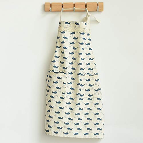 YLCJ Salchichas de Cocina Sencillas Cocinera Encantadora Hembra antifouling Saludable Café de Moda Ropa de Trabajo de Negocios (Color: Patrón de Ballena)