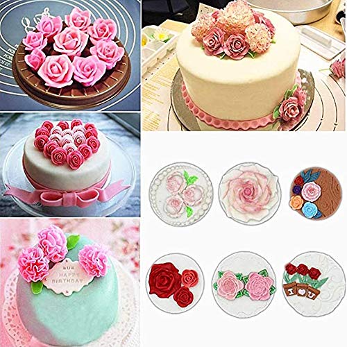 Ylinwtech 5 Piezas Moldes de Silicona de Flores,Moldes de Pastel de Silicona Fondant,Moldes Decorativos de Silicona para Tartas,para Fondant,Pasteles,Jabón,Bricolaje,Chocolate,Aromaterapia,Vela(Gris)