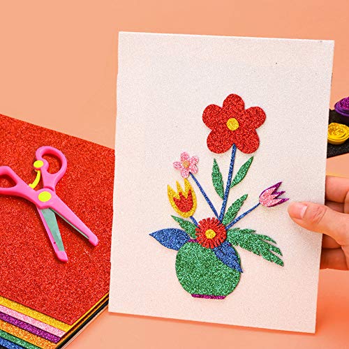 YLX Hojas de Papel de Cartulina Brillante, 10 Colores Cartulina Artesanal Colorida para Navidad Manualidades DIY Suministros para Fiestas para adultos y niños (17pcs)