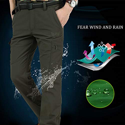 Ynport Crefreak Pantalón elástico con Forro Polar para Hombres Pantalones de Soldador a Prueba de Viento