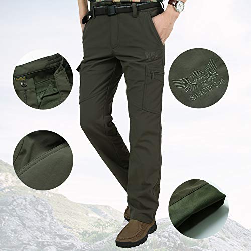 Ynport Crefreak Pantalón elástico con Forro Polar para Hombres Pantalones de Soldador a Prueba de Viento