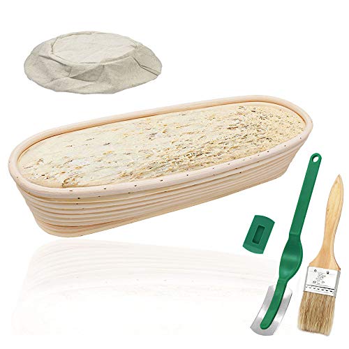 YOCZOX Banneton cesta de pruebas 14" Ovalado Banneton Brotform cuenco de ratán cesta para fermentación de masa para 1000 g de masa - 35 cm