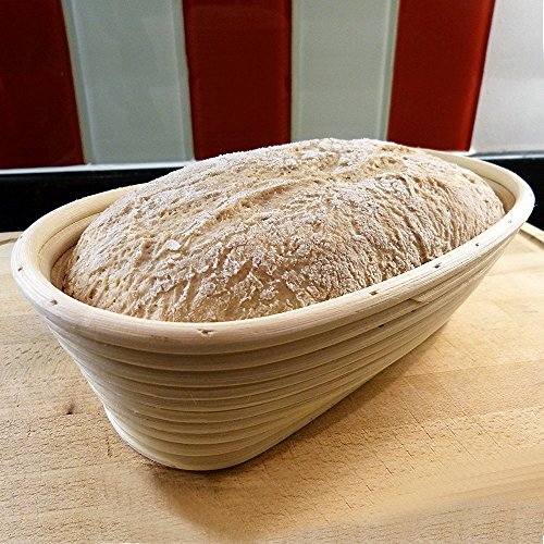 YOCZOX Banneton cesta de pruebas 14" Ovalado Banneton Brotform cuenco de ratán cesta para fermentación de masa para 1000 g de masa - 35 cm