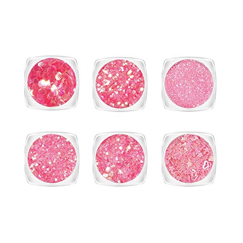 YOFASEN 6 piezas de Purpurina de Cara de Brillo Grueso - Decoración de Arte de Uñas Glitter Crafts Lentejuela Conjunto Mixto Mejilla Maquillaje de Labios DIY Decoración, Rosa 3
