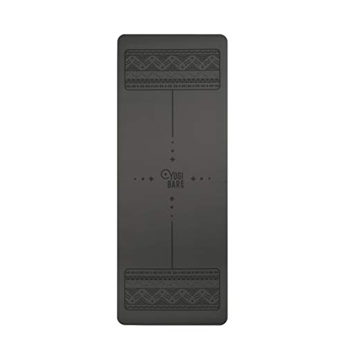 Yogi Bare Paws -Esterilla de Yoga de Agarre Supremo - Caucho Natural con guías para la Correcta alineación del Cuerpo - Gris