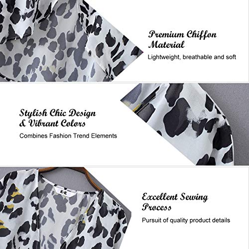 Yonhee - Kimono para mujer, diseño floral, para playa, estilo boho Blanco Negro + XL