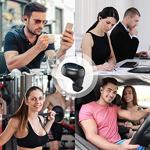 YONMIG Auriculares Inalámbricos Bluetooth 5.0, Auriculares Bluetooth Deportivos con 3000 mAh y Micrófono Integrado, Mini Twins Estéreo In-Ear Mono Headset para iPhone y Android