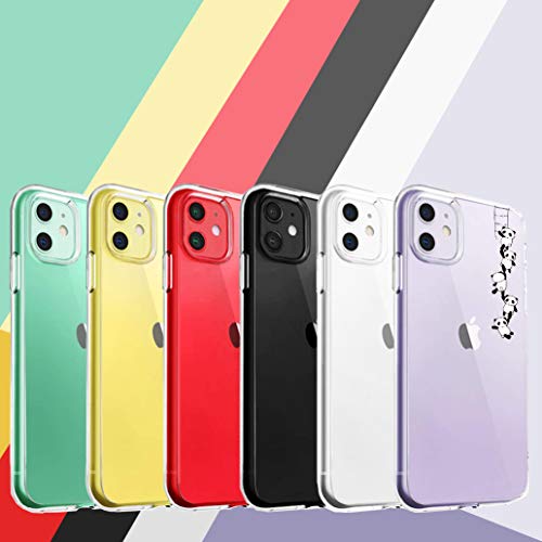 Yoowei [2-Pack] Funda para iPhone 11, Transparente con Dibujos Ultra Fino Suave TPU Silicona Protector Carcasa para iPhone 11 (Pandas y Flamencos Roja)