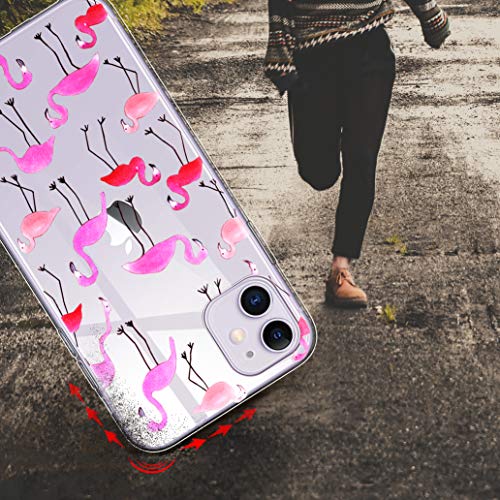 Yoowei [2-Pack] Funda para iPhone 11, Transparente con Dibujos Ultra Fino Suave TPU Silicona Protector Carcasa para iPhone 11 (Pandas y Flamencos Roja)