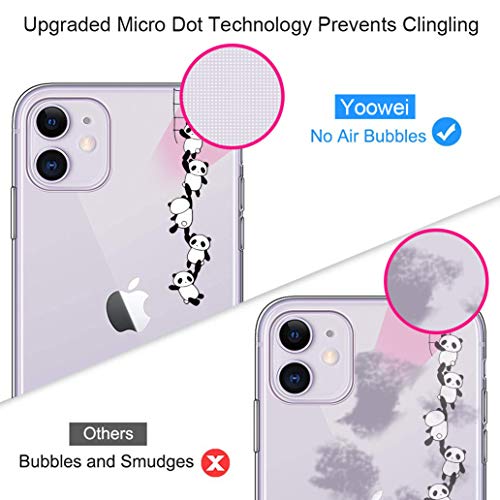 Yoowei [2-Pack] Funda para iPhone 11, Transparente con Dibujos Ultra Fino Suave TPU Silicona Protector Carcasa para iPhone 11 (Pandas y Flamencos Roja)