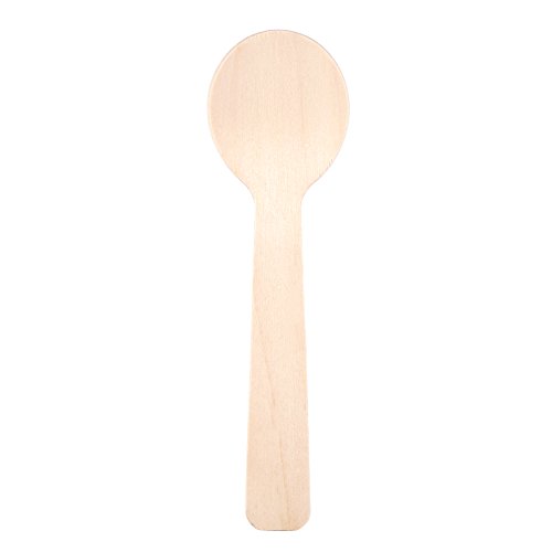 Yosoo Cucharas de Madera Desechables Eco-Friendly Cuchara de té de Helado 10 cm Cubiertos Cubiertos Bupplies, 100pcs