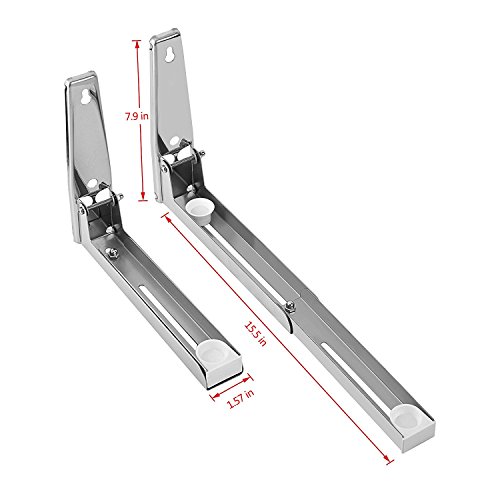 Yosoo Soportes de Microondas de Acero Inoxidable Soporte de Montaje de Pared Resistente Soporte de Estante Plegable Ajustable Robusto para Cocina