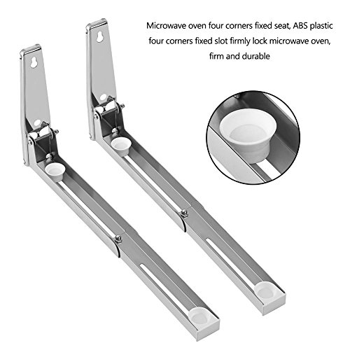 Yosoo Soportes de Microondas de Acero Inoxidable Soporte de Montaje de Pared Resistente Soporte de Estante Plegable Ajustable Robusto para Cocina