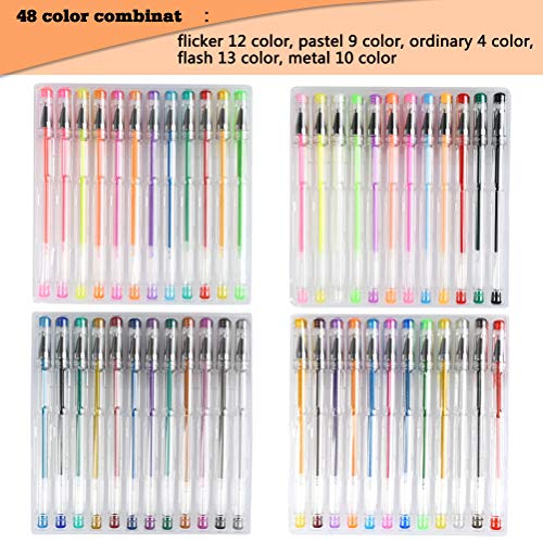 YOTINO 48Pcs Bolígrafos de Tinta Gel, 48 Colores Bolígrafos de Gel Purpurina Neón y Pastel Punta 0.5-1mm Boligrafos para Regalar Pintar y Dibujar