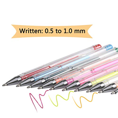 YOTINO 48Pcs Bolígrafos de Tinta Gel, 48 Colores Bolígrafos de Gel Purpurina Neón y Pastel Punta 0.5-1mm Boligrafos para Regalar Pintar y Dibujar