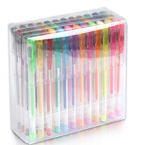 YOTINO 48Pcs Bolígrafos de Tinta Gel, 48 Colores Bolígrafos de Gel Purpurina Neón y Pastel Punta 0.5-1mm Boligrafos para Regalar Pintar y Dibujar