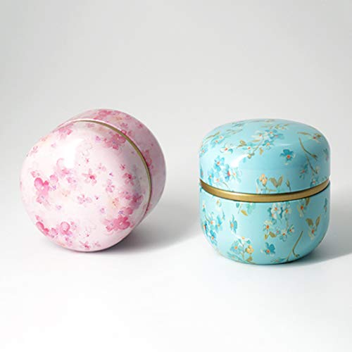 Youliy - Latas de té estilo japonés, diseño retro de flores, mini lata suelta, té, café, dulces, caja de metal, caja de almacenamiento redonda de metal, contenedor de cocina para el hogar