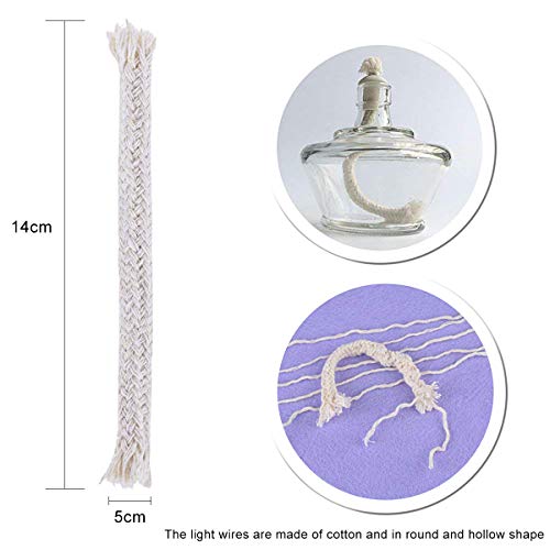 YoungRich 50pcs Mechas de Algodón Alambres Huecos Redondos Mechas de Repuesto para Vela Lámpara de Alcohol Aceite Queroseno Linterna de Botellas de Vino Luces al Aire Libre de Jardín 14x0.5cm Blanco