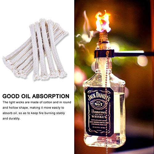 YoungRich 50pcs Mechas de Algodón Alambres Huecos Redondos Mechas de Repuesto para Vela Lámpara de Alcohol Aceite Queroseno Linterna de Botellas de Vino Luces al Aire Libre de Jardín 14x0.5cm Blanco