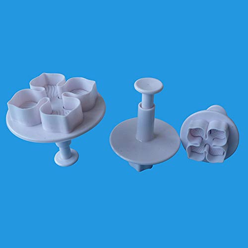 Youtaimei Producto satisfactorio 3 Unids Cake Plunger Fondant Cortador Decoración Molde Herramientas De Bricolaje 4 Hoja De Pétalos De La Herramienta De Relieve