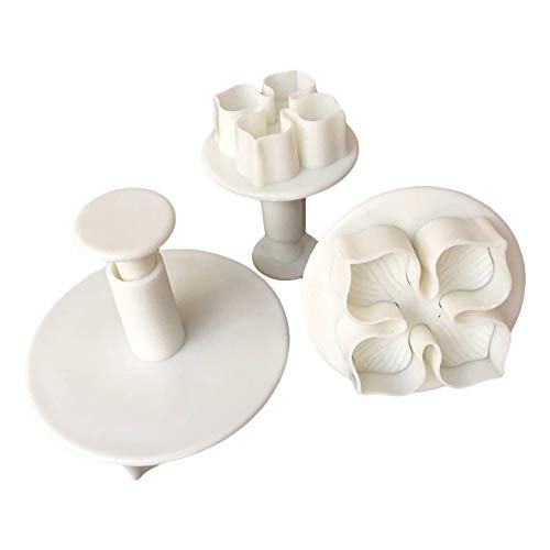 Youtaimei Producto satisfactorio 3 Unids Cake Plunger Fondant Cortador Decoración Molde Herramientas De Bricolaje 4 Hoja De Pétalos De La Herramienta De Relieve