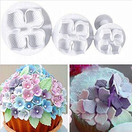 Youtaimei Producto satisfactorio 3 Unids Cake Plunger Fondant Cortador Decoración Molde Herramientas De Bricolaje 4 Hoja De Pétalos De La Herramienta De Relieve