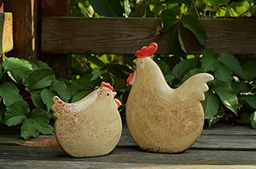 Yowinlo Estatuas Figuritas Decoración Cerámica Pollito Gallina Artesanía Al Aire Libre Jardín Estilo Nórdico Pastoral, A