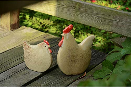 Yowinlo Estatuas Figuritas Decoración Cerámica Pollito Gallina Artesanía Al Aire Libre Jardín Estilo Nórdico Pastoral, A