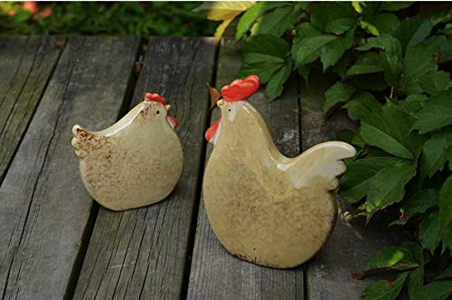 Yowinlo Estatuas Figuritas Decoración Cerámica Pollito Gallina Artesanía Al Aire Libre Jardín Estilo Nórdico Pastoral, A