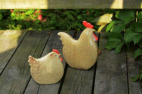 Yowinlo Estatuas Figuritas Decoración Cerámica Pollito Gallina Artesanía Al Aire Libre Jardín Estilo Nórdico Pastoral, A