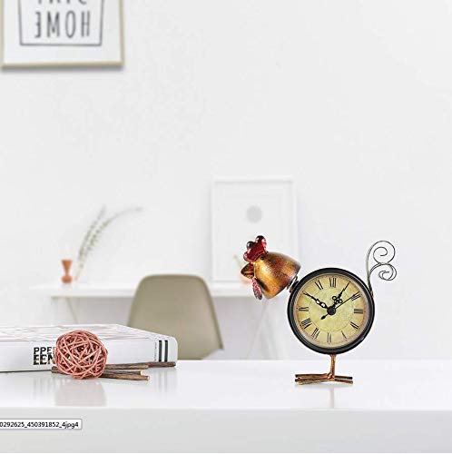 Yowinlo Estatuas Figuritas Decoración Decoración del Hogar Creativo Reloj De Hierro Forjado Decoración del Hogar Europeo Retro Pollito Reloj Utilidad