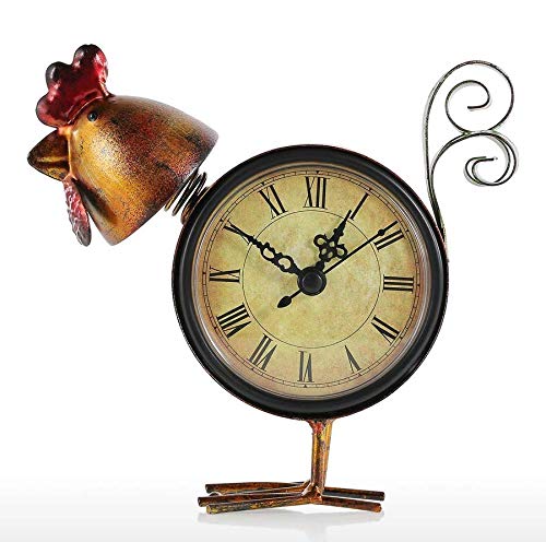 Yowinlo Estatuas Figuritas Decoración Decoración del Hogar Creativo Reloj De Hierro Forjado Decoración del Hogar Europeo Retro Pollito Reloj Utilidad