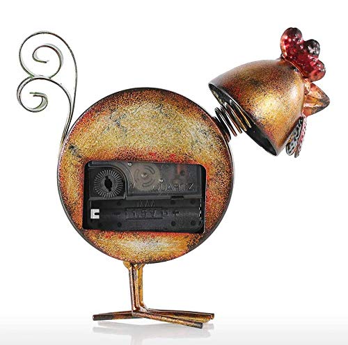 Yowinlo Estatuas Figuritas Decoración Decoración del Hogar Creativo Reloj De Hierro Forjado Decoración del Hogar Europeo Retro Pollito Reloj Utilidad