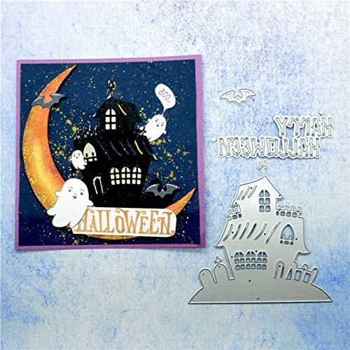 YQCZ Molde de Corte Castillo de Halloween Troqueles de Corte de Metal con murciélago para Hacer Tarjetas Troqueles de álbum de Recortes Troquelado en Relieve Cortes Stencil Craft Nuevo