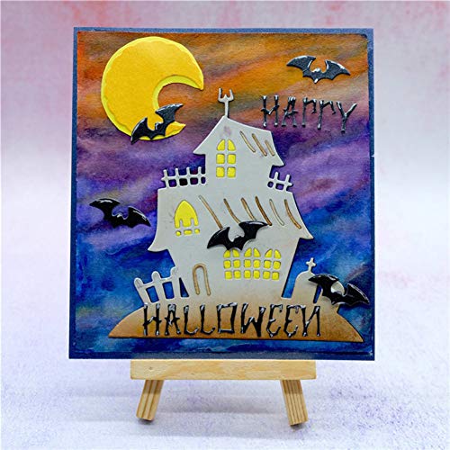 YQCZ Molde de Corte Castillo de Halloween Troqueles de Corte de Metal con murciélago para Hacer Tarjetas Troqueles de álbum de Recortes Troquelado en Relieve Cortes Stencil Craft Nuevo