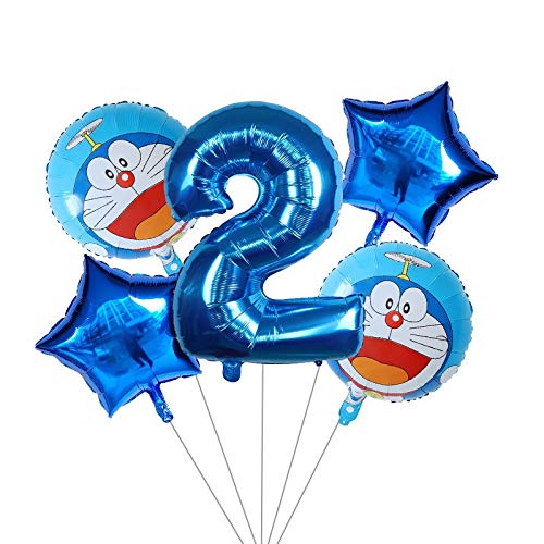 Yqs Globo 5pcs cascabeleo del Gato del Gato del Robot Foil Globo de Dibujos Animados los niños en Globo Fiesta de cumpleaños Doraemon Decoración Inflable (Color : 7)