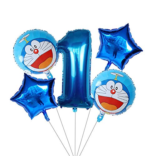 Yqs Globo 5pcs cascabeleo del Gato del Gato del Robot Foil Globo de Dibujos Animados los niños en Globo Fiesta de cumpleaños Doraemon Decoración Inflable (Color : 7)