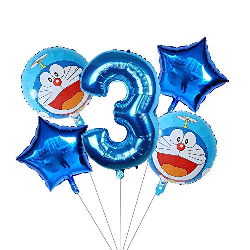 Yqs Globo 5pcs cascabeleo del Gato del Gato del Robot Foil Globo de Dibujos Animados los niños en Globo Fiesta de cumpleaños Doraemon Decoración Inflable (Color : 7)