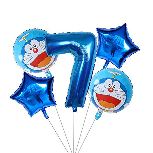 Yqs Globo 5pcs cascabeleo del Gato del Gato del Robot Foil Globo de Dibujos Animados los niños en Globo Fiesta de cumpleaños Doraemon Decoración Inflable (Color : 7)