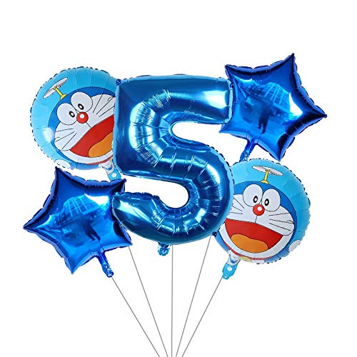 Yqs Globo 5pcs cascabeleo del Gato del Gato del Robot Foil Globo de Dibujos Animados los niños en Globo Fiesta de cumpleaños Doraemon Decoración Inflable (Color : 7)